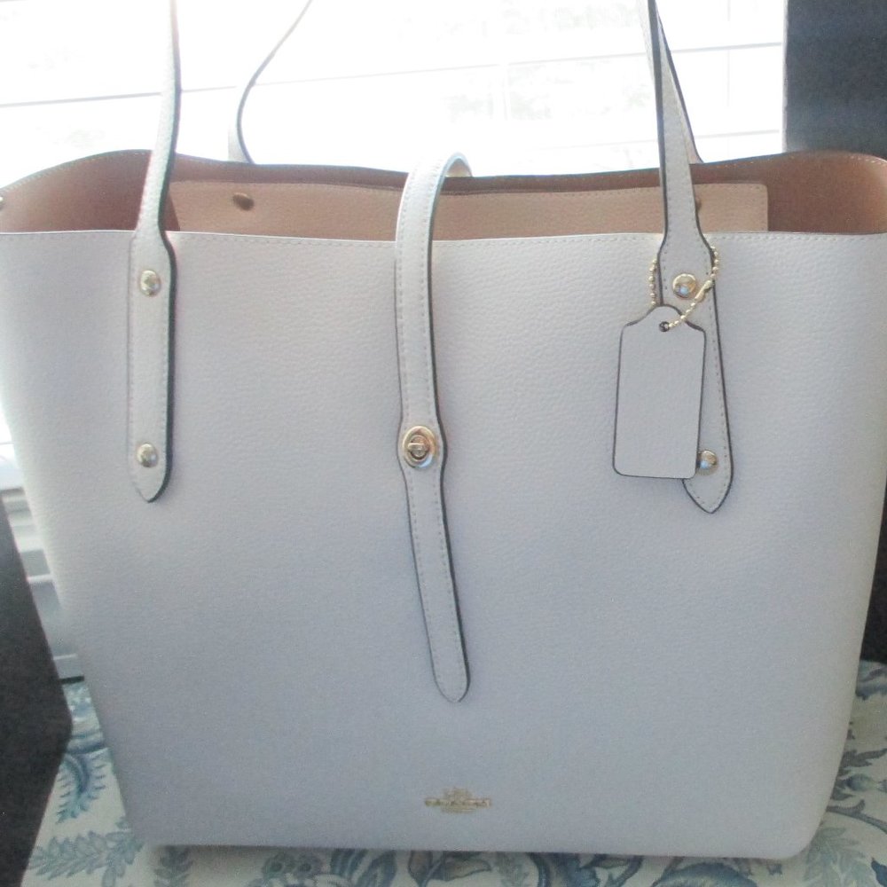 Coach Light White Tote with Gold Hardware